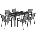 thumbnail image 1 of Outsunny Outdoor Dining Set with Umbrella Hole, 6 Stackable Chairs, Black, 1 of 10