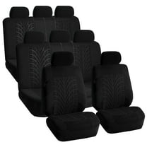 FH Group Universal Fit 3 Rows Cloth Car Seat Covers for SUV Sedan Van, Airbag Compatible, Split Bench Rear Seat - 8 Seaters Black