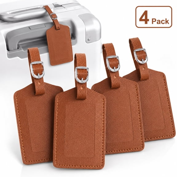 Sherry Genuine Leather Luggage Tag for Suitcases ID Tags Bag Tags for Luggage (4 Pack)