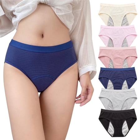 Women Leak Proof Menstrual Panties Middle Waist Breathable Cotton Briefs Physiological Antibacterial Underwear