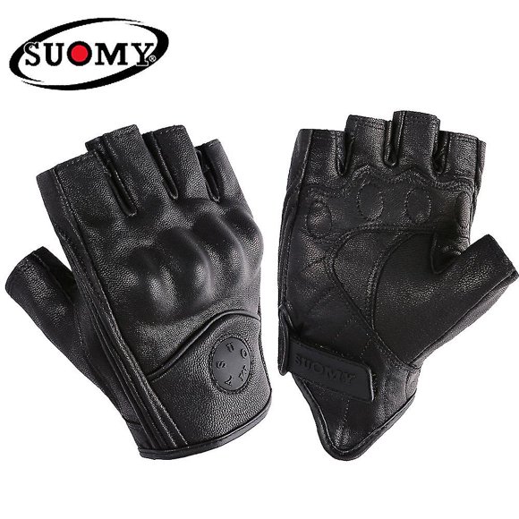 Goatskin Leather Motorcycle Gloves Motocross Fingerless Gloves Half Finger Summer Retro Vintage Racing Men Women