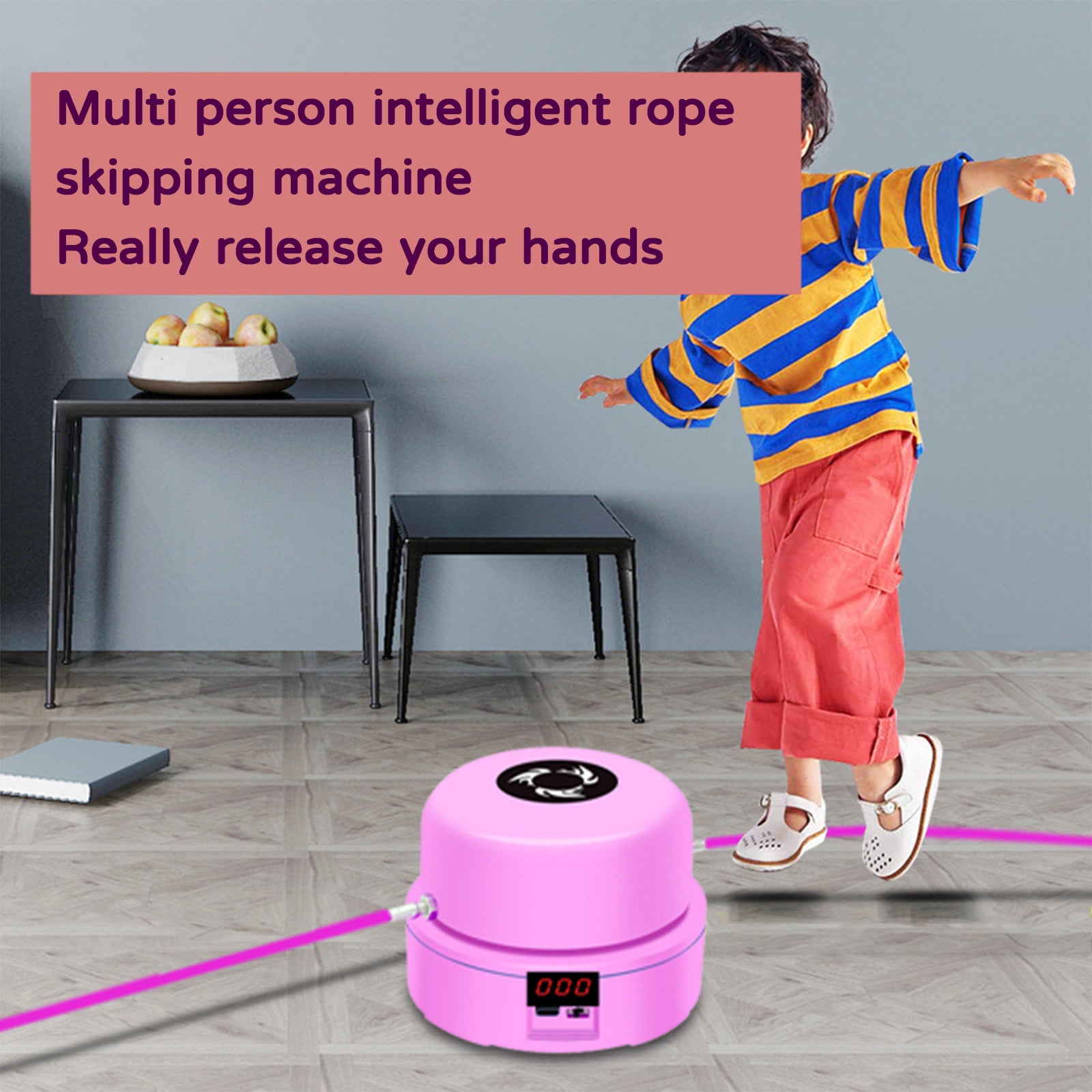 Moocorvic Jum-p Rope Machine,Electric Rope Skipping Machine Wireless Remote Control, Rope Skipping Sports For Multi-person Entertainment