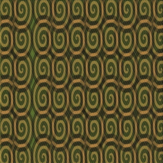 Ahgly Company Indoor Square Patterned Dark Yellow Green Area Rugs, 5' Square