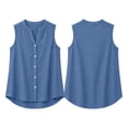 thumbnail image 5 of Xijirk Women's Sleeveless Notch Neck Blouse Button Front Curved Casual Summer Layering Top,M, 5 of 5