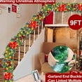 thumbnail image 6 of 106in Pre-Lit Christmas Garland with Poinsettia & Plaid Bows - Lighted Artificial Pine Garland with Pinecones, Berries & Remote Control, Festive Decor for Mantle, Stairs, Door & Holiday Displays, 6 of 6