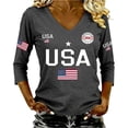 thumbnail image 3 of 250th Anniversary USA Shirt for Women 1776-2026 Patriotic V Neck 3/4 Sleeve Tee American Flag Graphic Tops, 250th Anniversary Independent Day Womens Tops, 4th of July America Clothes Gray XXL, 3 of 4