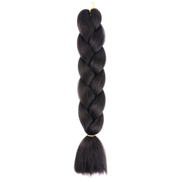XmhyTop-A Extensiones de cabello trenzado ombré de 60 cm, 3 piezas de cabello trenzado sintético de color sólido para peinados diarios y de fiesta, negro-A