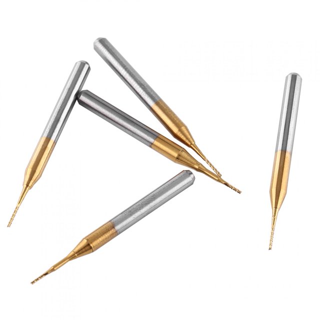 Micro Drill Bit Set, 10pcs Tungsten Carbide End Mill Engraving Bits End Mills CNC Mill Milling Cutter CNC Router Bits for Circuit Boards, Plastics, Stainless Steel, 3.175mmx0.6mm