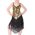 thumbnail image 5 of XXWXYD Girls Sequin Tassel Dress Latin Dance Skirt Sparkling Ballet Tan𝑔o Dancewear 5-14 Years Competition Performance Stage Costum𝖾 Glittery, 5 of 9