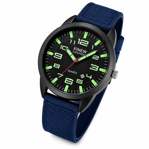 AURENIX Wind up Watch for Men No Battery Outdoor Mens Date Stainless Steel Sports Analog Quartz Wrist Watch,Analog Watch,Men's Wrist Watches,Sport Watches for Men
