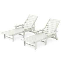 Gymax Set Of 2 Patio Chaise Lounge Chair HDPE Outdoor Recliner w/ 4-Position Backrest