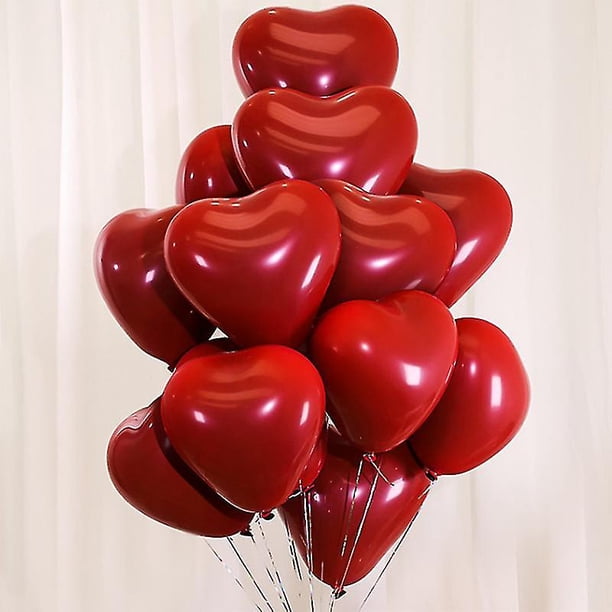 10 unidades/100 unidades de globos de látex rojo rubí de 10 pulgadas, corazón de amor, globo inflable de helio, suministros de decoración del banquete de boda para el día de San Valentín