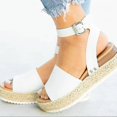 thumbnail image 1 of Sandalias con hebilla y correa en el tobillo con plataforma de cuña para mujer Zapatos de verano, 1 of 2