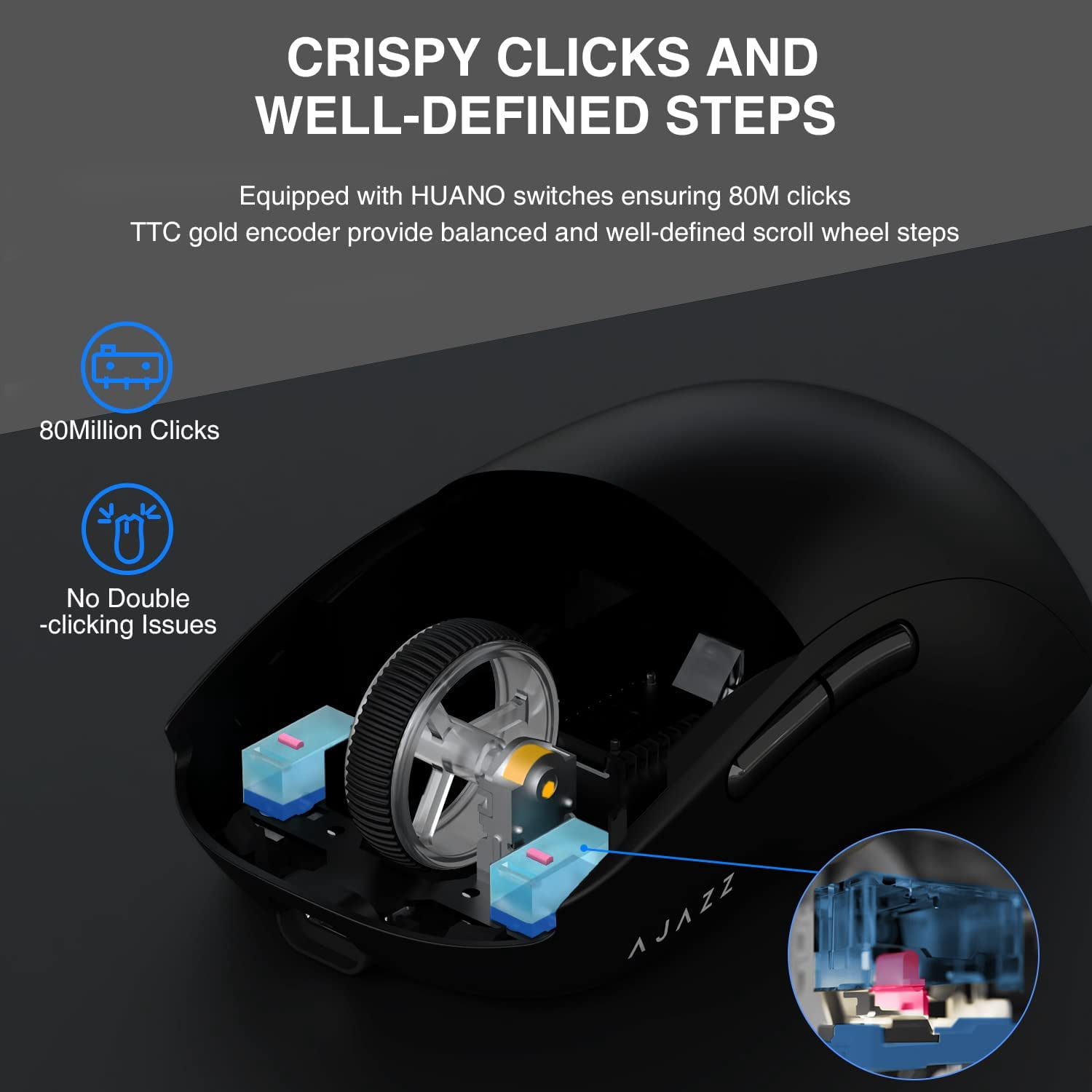 AJAZZ AJ199 Ambidextrous Ergonomic Design Optical Wireless Gaming Mouse, Black