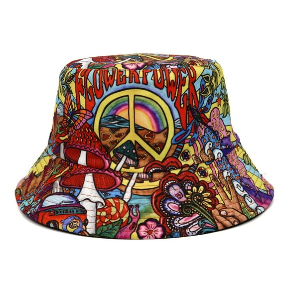 Double-Sided Design Y2K Boho Style Fisherman Cap Reversible Retro Punk & Hippie Bucket Hat