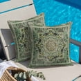 thumbnail image 4 of Turkish Boho Throw Pillow Cover Green Wallpaper Murals Cotton Linen Cushion Cover Throw Pillow Case with Invisible Zipper for Couch Sofa Bed Chair Car 24x24 Inch, 4 of 9