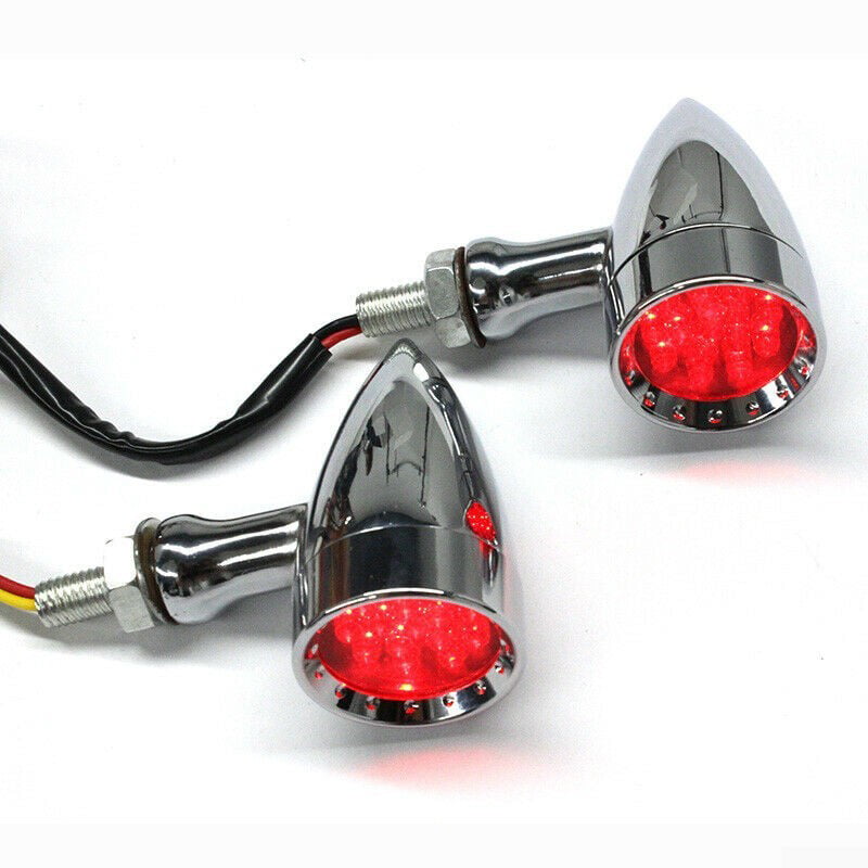 LED Turn Signals Running/Brake Driving Lights Red 10mm Screw Aluminum For Harley 