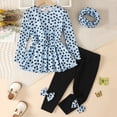 thumbnail image 3 of Gibobby Conjunto de Sudadera y Leggings de Lana Ropa de bebé niña niño otoño invierno trajes conjunto de manga larga camisas tops pantalón diadema 3 piezas(Azul, 5-6 Años), 3 of 4