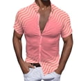 thumbnail image 1 of Camisas Vaqueras Para Hombre Manga Corta Hombres Casual Manga corta Primavera Verano Turndown Neck 3D Impreso Camisas Moda Top Blusa Camisas (Pink, XL), 1 of 4