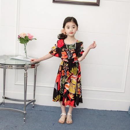 

Hunpta Girl Outfits Baby Clothes Print Toddler Leaf Beach Kids Princess Dress Floral Girls Dress&Skirt