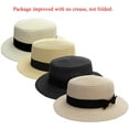 thumbnail image 3 of PIKADINGNIS Women Bowknot Straw Hat Summer Fedoras Boater Sun Hat, 3 of 6