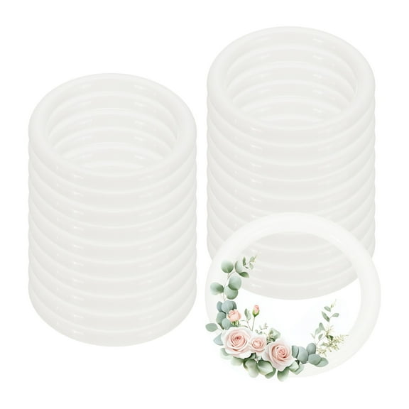 Uxcell 20 Pcs Dream Catcher Rings, 1.5 inch Floral Macrame Plastic O Rings DIY Round Plastic Hoops for Crochet Craft Making Wall Hanging Wedding Wreath Christmas, White