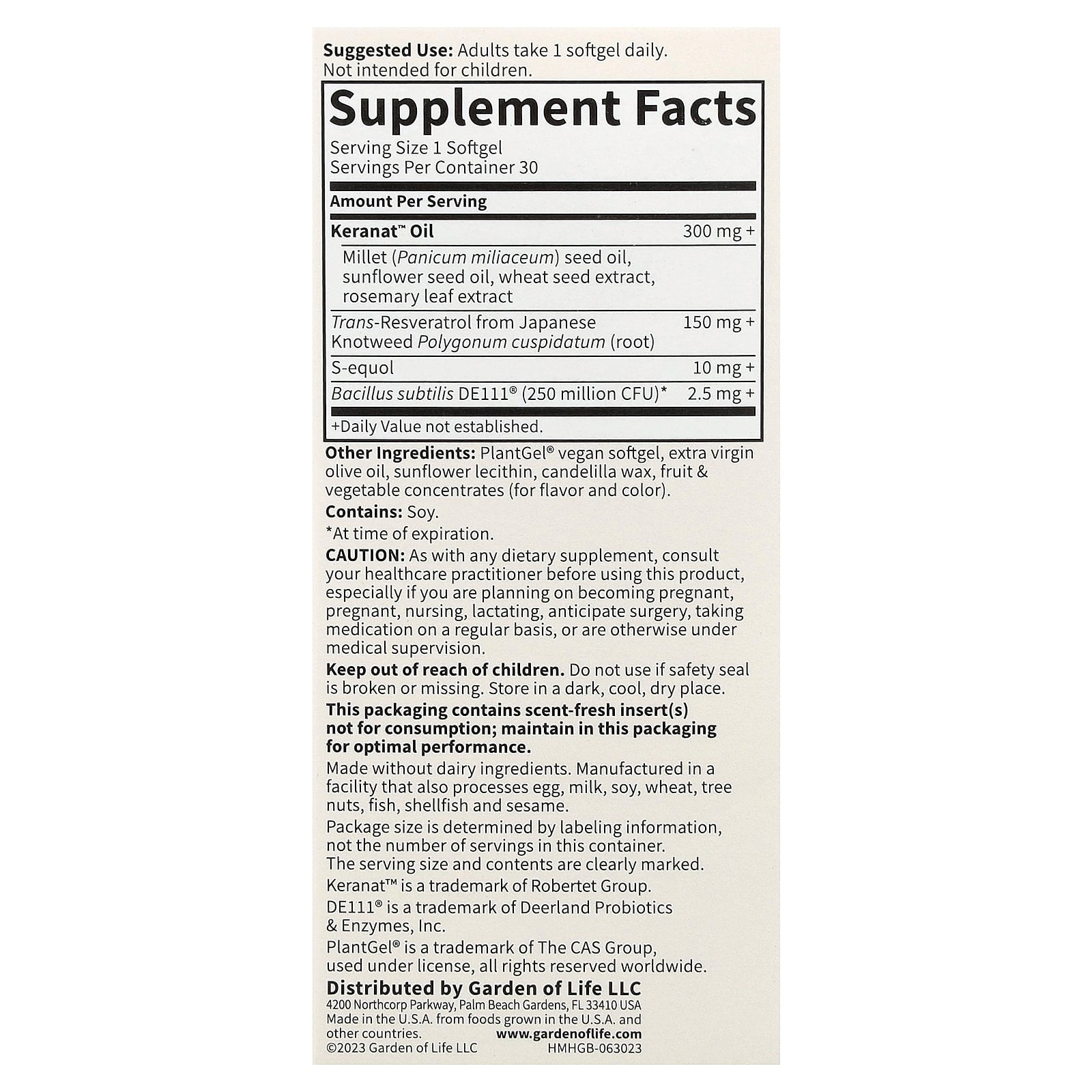Garden of Life Herbals Menopause + Hair Growth 30 Vegan Softgels
