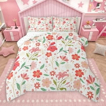 Manfei Retro French Flower Queen Comforter Set, Red Floral Bedding Sets, Teens Western Countryside Reversible Bedding Comforter Set, Luxury Bedroom Decor, 3 Pieces