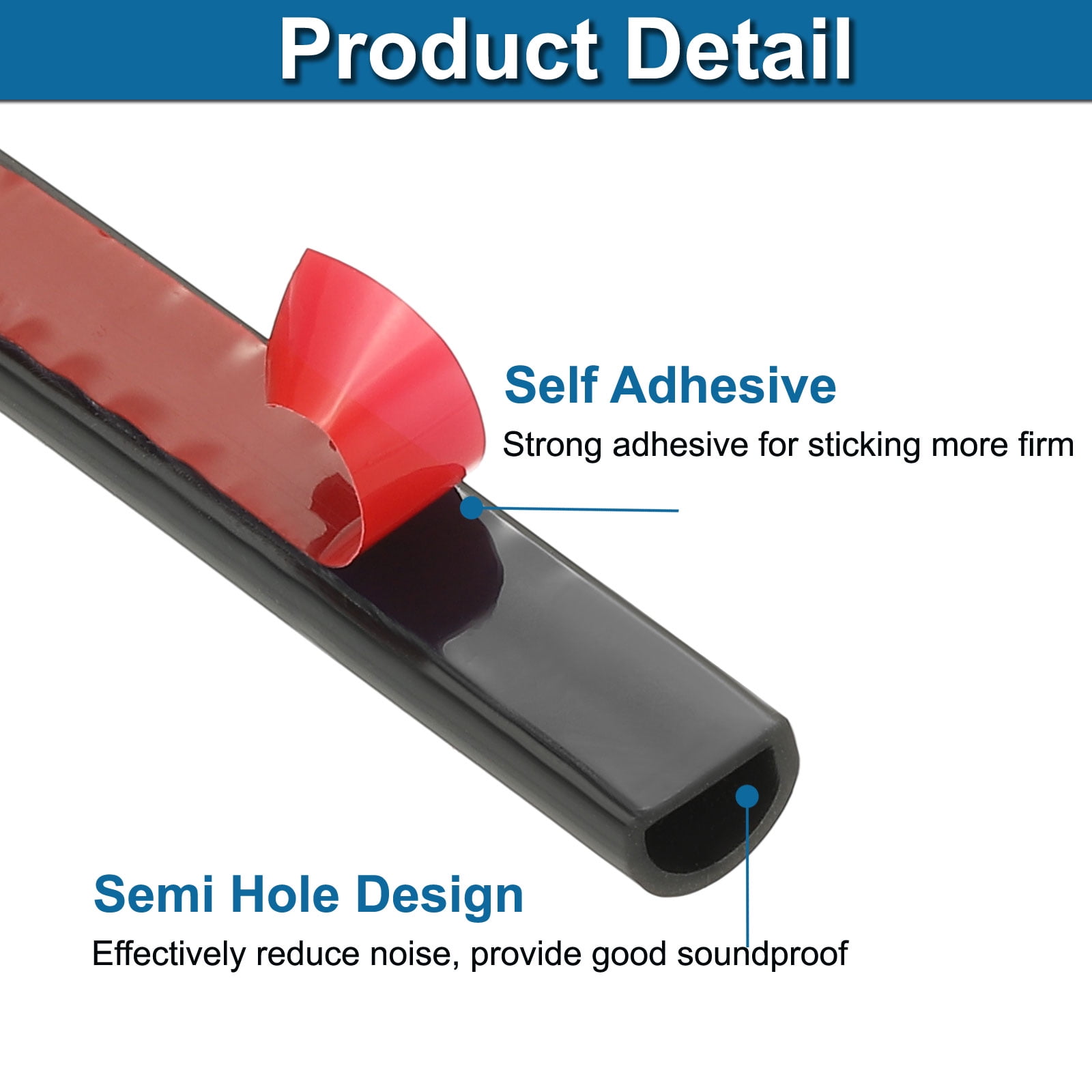 Uxcell 20 Ft 3/8" W x 1/4" T D Shape Silicone Weather Stripping Door Seal, Black/Red
