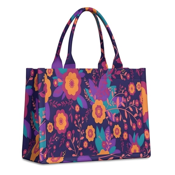 Large Capacity Tote Bag,Pioneer Flower Floral Print Pattern Handbag Fashion Luxury Tote Bag,15.7"x13"x 5.1" Inches,Laptop Compatible