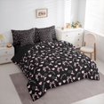 thumbnail image 4 of Homewish Black Pink Bowknot Twin Bedding Sets 7-Piece, Fashion Rose Flower Bedding Comforter Set, Kawaii Cartoon Love Heart Reversible Sheet Sets, Super Cozy Room Decor, 4 of 8
