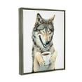 thumbnail image 3 of Stupell Industries Laughing Wolf with Coffee Animals & Insects Painting Gray Floater Framed Art Print Wall Art, 25 x 31, 3 of 9