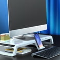 thumbnail image 2 of stanreset Computer Notebook Monitor Stand Riser Mount with Storage Drawer Tabletop Bracket with 4 USB Ports Desk Heavy Duty Dormitory White, 2 of 8