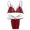 thumbnail image 1 of Gibobby Ropa interior mujer Conjunto de lencería sexy de encaje suave para mujer, ropa interior transparente con aros de encaje floral(Rojo, CH), 1 of 5