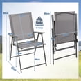 thumbnail image 3 of Juego de 2 Sillas Plegables de Patio Costway Respaldo Alto Tela Resistente Metálicas Portátiles Gris, 3 of 7