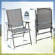 thumbnail image 3 of Juego de 2 Sillas Plegables de Patio Costway Respaldo Alto Tela Resistente Metálicas Portátiles Gris, 3 of 7