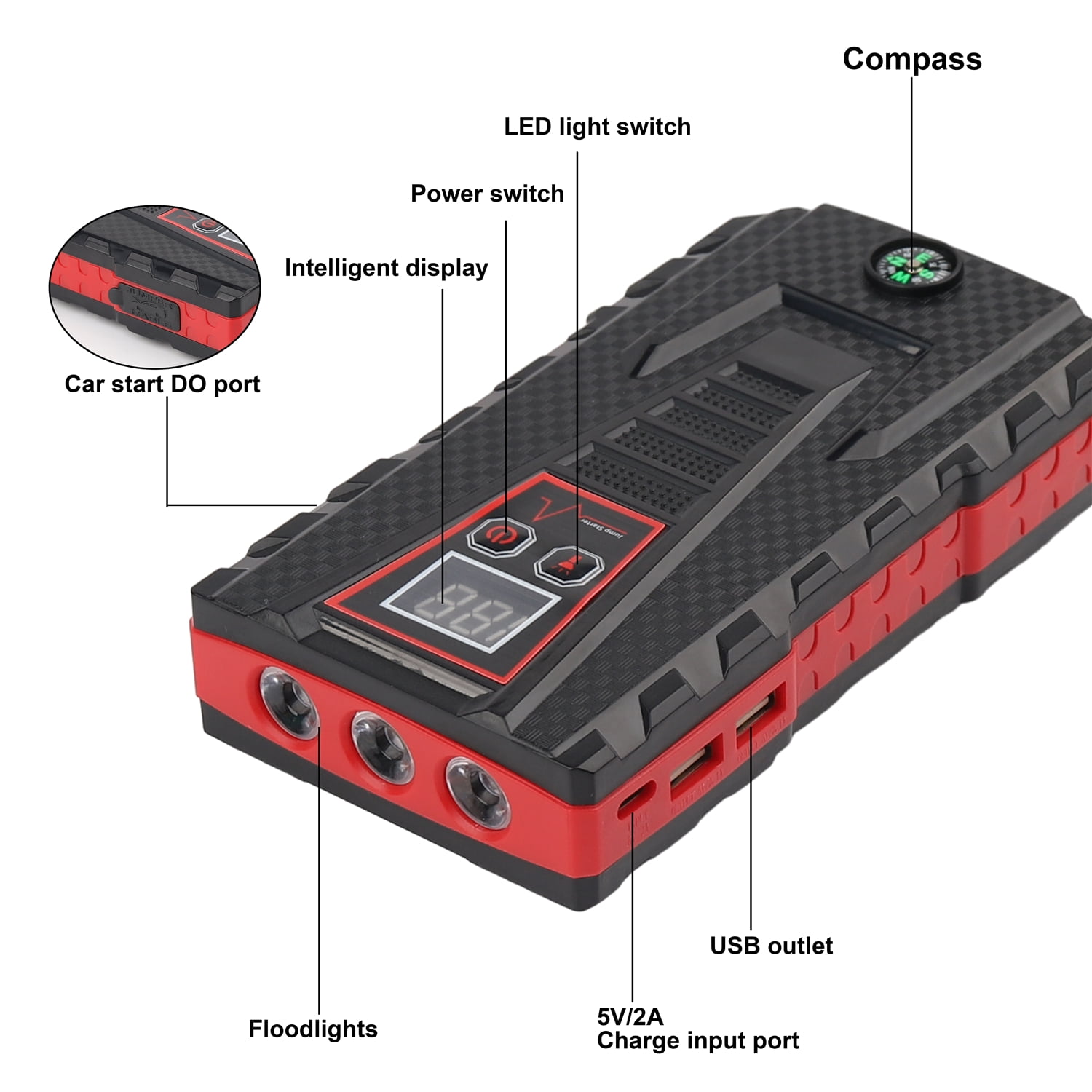Audessy Portable Car Jump Starter 5000A Peak 99800mAh Battery Jump Starter,Booster Jumper Power Bank Battery Charger W/ LED Light
