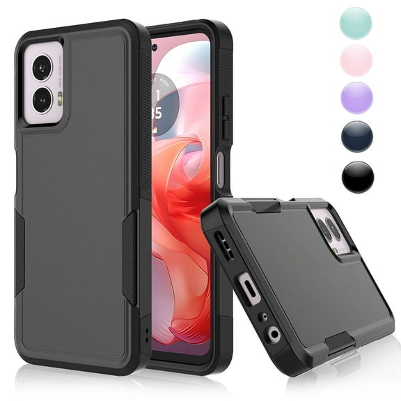 For Motorola G Power 5G 2024 Case, 2 in 1 PC Phone Case for Moto G Power 5G 2024 Case, Njjex Heavy Duty Rubber & Rugged Shockproof Full Body Protection Case Cover - Black