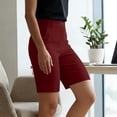 thumbnail image 6 of Favoffer Women High Waist Bermuda Shorts Wide Leg Knee Length Solid Color Office Bottoms Side Pockets Breathable Culottes Daily Business Casual Summer Bottoms, 6 of 9