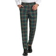 thumbnail image 1 of INSPIRE CHIC Pantalon d'Affaires à Carreaux Léger Coupe Régulière devant Plat 34 Vert Marine, 1 of 7