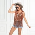 thumbnail image 1 of Spring/Summer Vest Sequined Vest Western Cowboy Style Cardigan Vest for Women,S,Rose Gold,1- Spring, 1 of 5