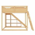 thumbnail image 4 of DRNANLIT Full Size Loft Bed with Upholstered Headboard, Storage Shelves, Ladder & Slide, Natural, 4 of 10