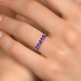 thumbnail image 4 of Gem Stone King 925 Sterling Silver Purple Amethyst 5-Stone Band Ring for Women (1.25 Cttw, Round 4MM, Gemstone Birthstone, Available in Size 5, 6, 7, 8, 9), 4 of 6