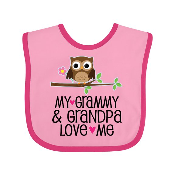 Inktastic Grammy and Grandpa Love Me Owl Girls Baby Bib