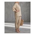 thumbnail image 2 of Women's Summer 2 Piece Outfits Lounge Sets Three-quarter Sleeve Top Wide Leg Cropped Pants with Pockets, 2 of 5