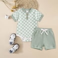 thumbnail image 2 of Pimfylm Toddler Baby Boy Summer Outfit,6 Month Baby Boy Clothe Short Sleeve Pocket Tops Shorts Summer Toddler Baby Boy Girl Clothes Set Unisex Outfits Solid Lightweight And Breathable, 2 of 6
