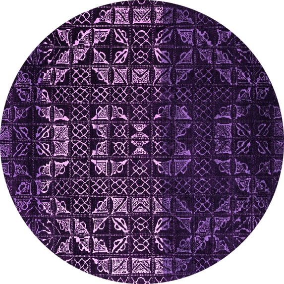 Ahgly Company Indoor Round Abstract Pink Modern Area Rugs, 7' Round