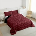 thumbnail image 3 of Feelyou Adult Western Damask Queen Comforter Set, Maroon Crow Animal Bedding Set, 3pcs, 3 of 8