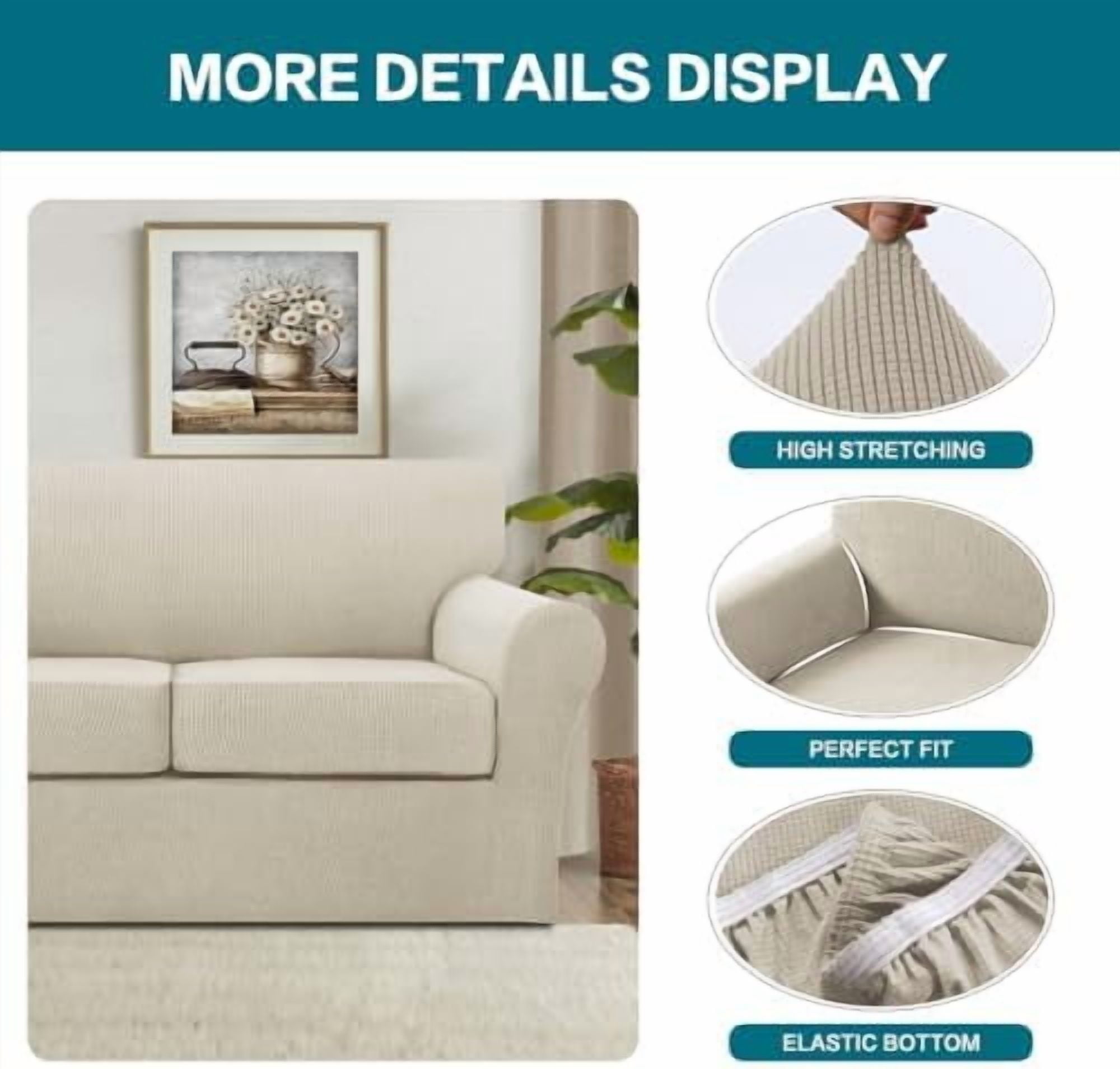 3 Piece Sofa Covers for 2 Cushion Couch Sofa Slipcover Soft Couch Cover for Dogs-Washable Sofa Furniture Covers with 2 Individual Cushion Covers, Feature Fabric (2 Cushion Sofa,Island Fossi)