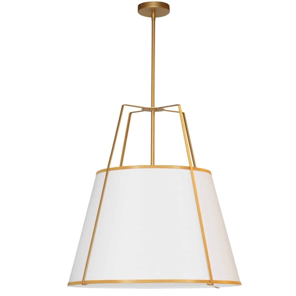 TRA-3P-GLD-WH Dainolite Trapezoid - 3 Light Trapezoid Pendant-Gold Finish-White Shade Color